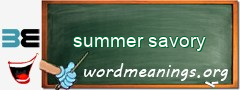 WordMeaning blackboard for summer savory